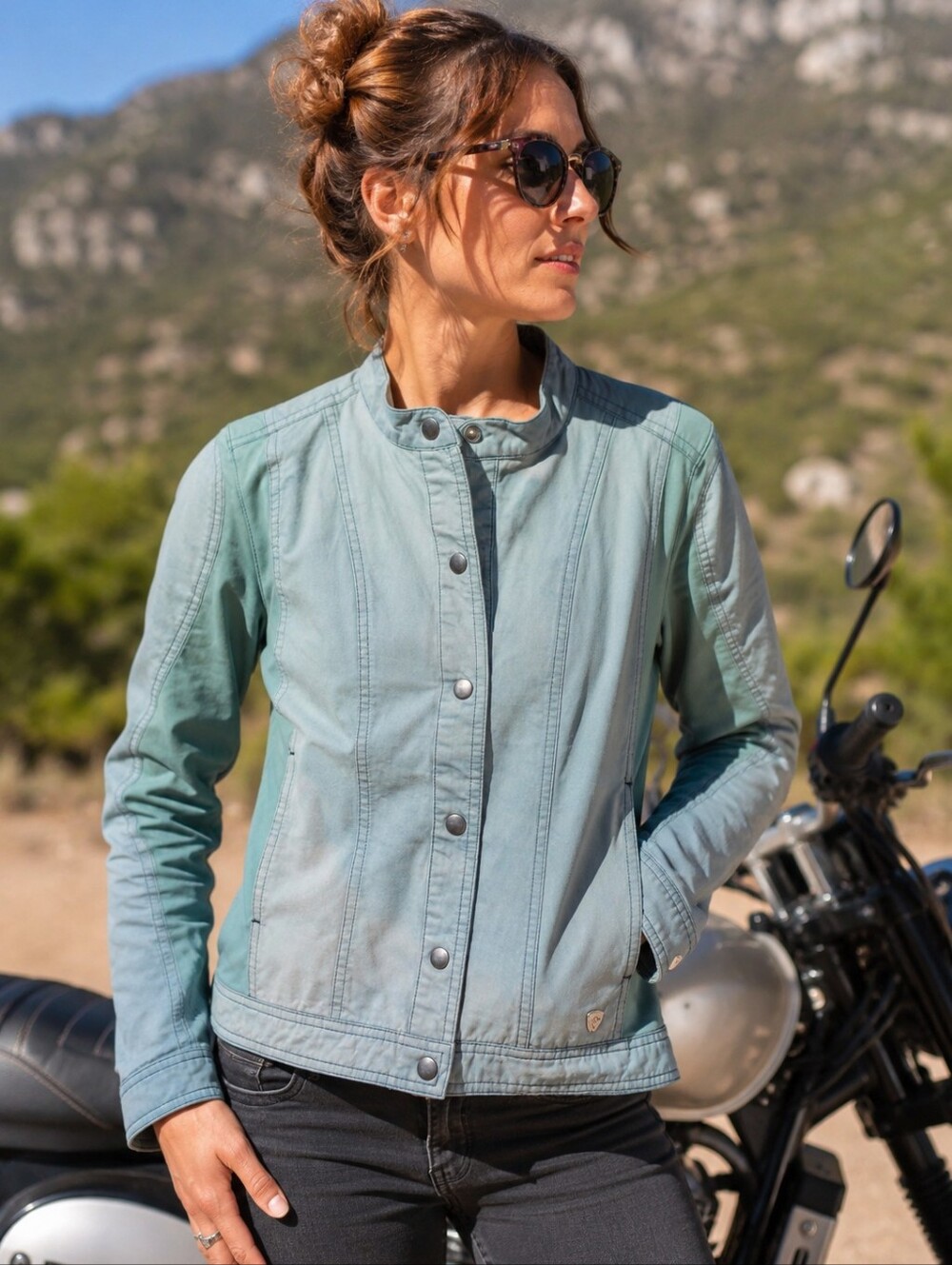 Kuhl Luna Moto Jacket Womens XS Green Outdoor Utility Sun Faded Distressed